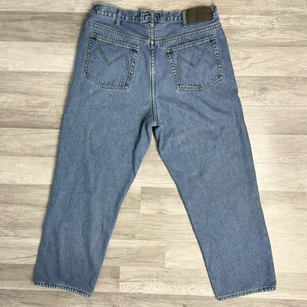 37X28.5 Vintage Fleece Lined Jeans Gropcore Winter Workwear Old Mill